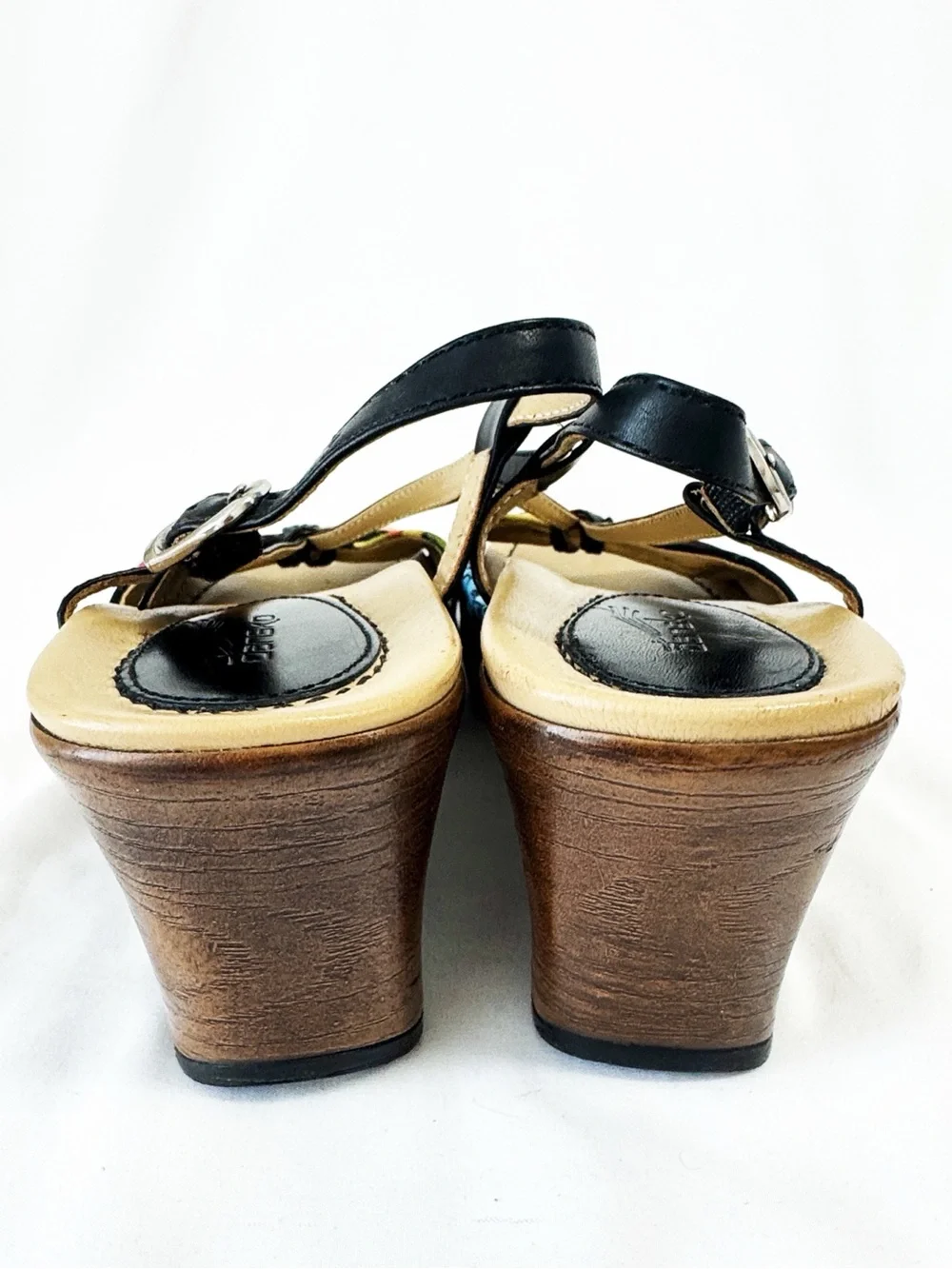 Dansko Naomi black floral wedge sandals with crisscross straps Size 39/8.5-9 EUC